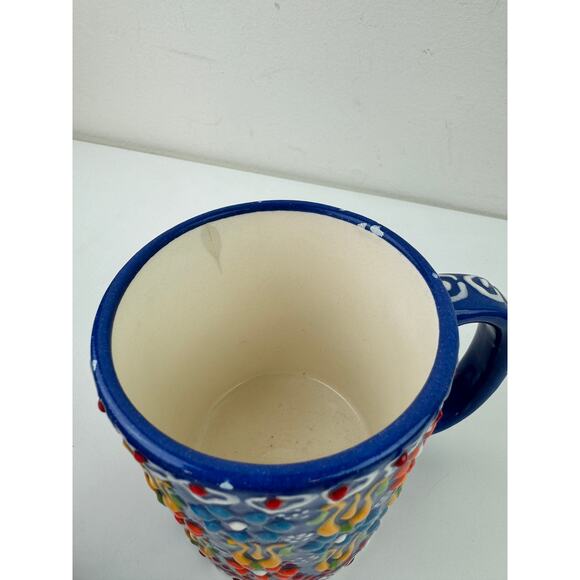 Myth Arts Dark Blue Cup Ceramic Floral Hand Crafted Made in Turkey Coffee Mug - Picture 4 of 10